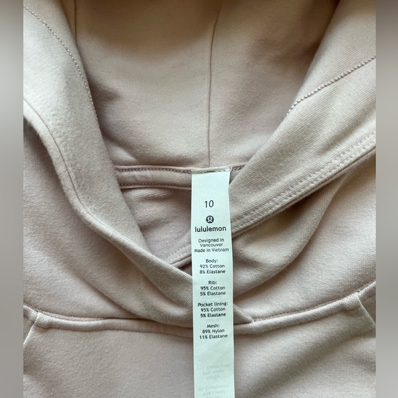 Lululemon Scuba Sz 10 Pink Cotton Terry Hooded Pullover Hoodie Top - Picture 11 of 11